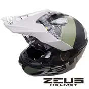Мотошолом кросовий Zeus ZS-913 Матово сірий з зеленим (Розмір L)  купити в Україні