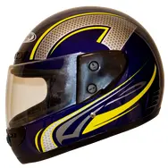 Мотошлем FXW HF-101 solid blue-yellow закрытый шлем интеграл, full-face глянцевый сине-жёлтый, фото 