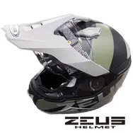 Мотошлем кроссовый Zeus ZS-913 Матово серый с зеленым (Размер XL), фото 
