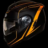 Мотошлем FXW HF-119 matte black-orange шлем трансформер, Flip-Up с солнцезащитными очками, матовый чёрный с оранж., фото 
