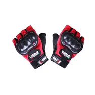 Мотоперчатки всесезонные без пальцев VIRTUE HM-089 YM001-15 size L мембрана карбон на липучке красные, фото 