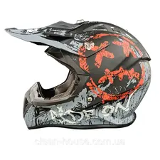 Мотошлем FXW HF-116 Кроссовый (серый с оранжевым) size: L, фото 