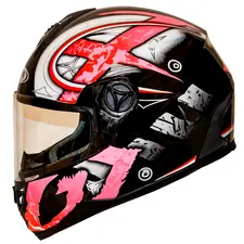 Мотошлем FXW HF-122 solid pink закрытый шлем интеграл, full-face розовый глянцевый с узором, фото 