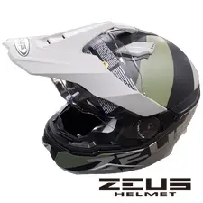 Мотошолом кросовий Zeus ZS-913 Матово сірий з зеленим (Розмір XXL)  купити в Україні