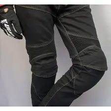 Мотоштаны Komine с защитой джинс черные р. XL, фото 