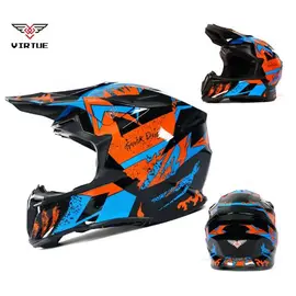 Шлем VIRTUE MD-902 черный с голубым и красным size M, фото 