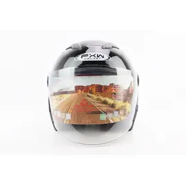 Мотошлем открытый FXW HF-223 чёрный матовый+очки (Размер XL), фото 
