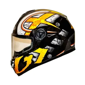 Мотошлем FXW HF-122 solid yellow закрытый шлем интеграл, full-face жёлтый глянцевый с узором, фото 