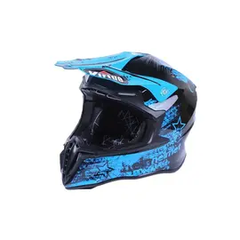 Мотошлем VIRTUE MD-902 черный с голубым size M, фото 