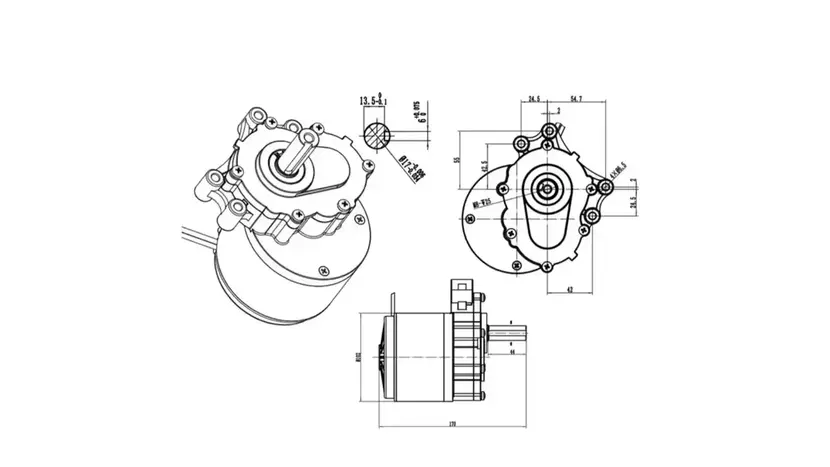 Електродвигун з редуктором MY1016Z 250W 24V 75/120Rpm фото 5 купити в Україні