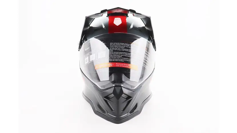 Шлем кроссовый/эндуро/АТV со стеклом BLD-819-7 М (57-58см), ЧЕРНЫЙ/СЕРО-КРАСНЫЙ, фото фото 3