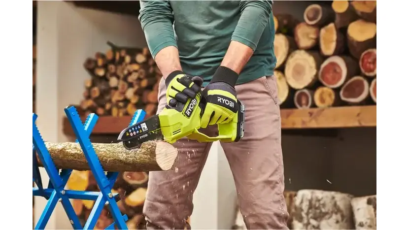 Пила ланцюгова акумуляторна Ryobi RY18PSX15A-0, шина 15см, ONE+ 18В, безщіткова, 1.2 кг, Solo (без АКБ та ЗП) фото 4 купити в Україні