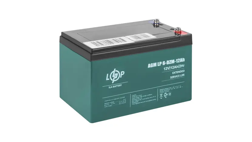 Тяговий свинцево-кислотний акумулятор Logicpower LP 6-DZM-12 Ah - під Болт М5 фото 2 купити в Україні