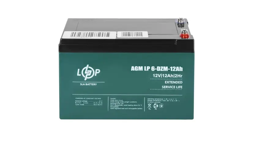 Тяговий свинцево-кислотний акумулятор Logicpower LP 6-DZM-12 Ah - під Болт М5 фото 4 купити в Україні