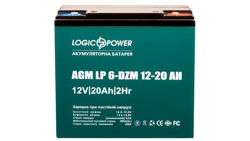 Тяговий свинцево-кислотний акумулятор Logicpower LP 6-DZM-20 фото 2 купити в Україні