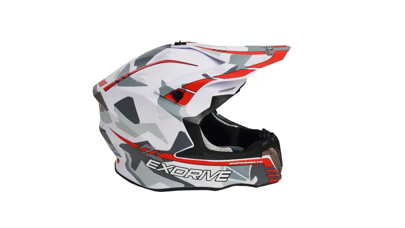 Мотошолом Exdrive EX-806 MX Кросовий White/Red Glossy (Розмір XS) фото 6 купити в Україні