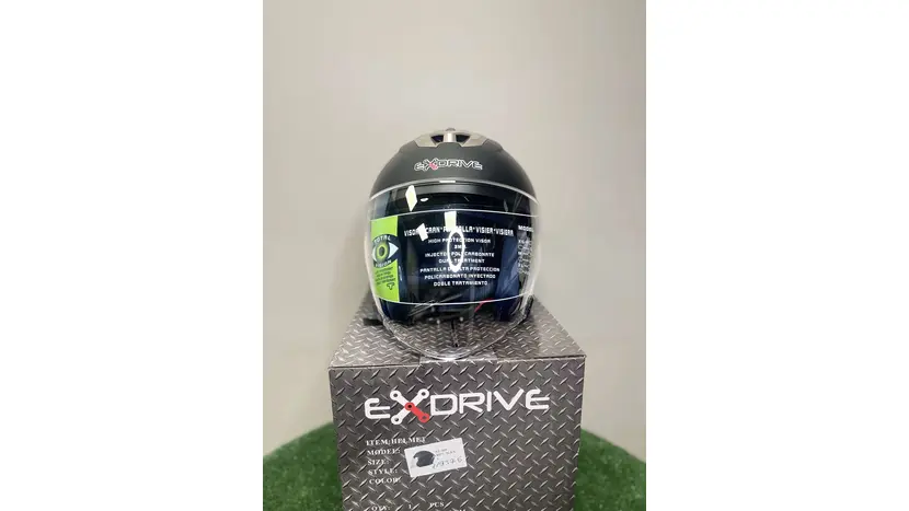 Мотошолом Exdrive EX-586 шолом півлицьовий + окуляри чорний глянцевий (Розмір XL) фото 3 купити в Україні