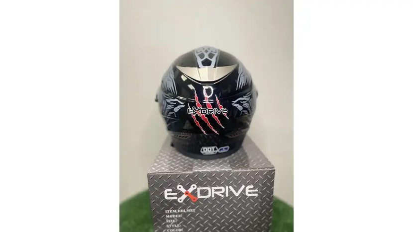 Мотошолом EXdrive EX-09B Jaws Shine Black розмір M фото 9 купити в Україні