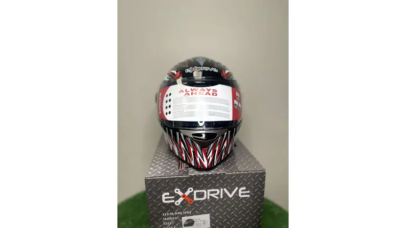 Мотошолом EXdrive EX-09B Jaws Shine Black розмір M фото 14 купити в Україні