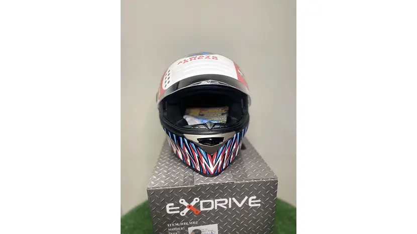 Мотошолом EXdrive EX-09 Jaws інтеграл синьо-чорний мат (розмір M) фото 6 купити в Україні