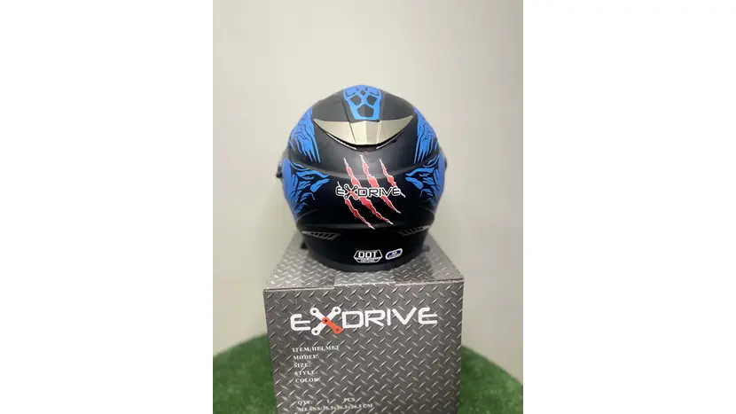 Мотошолом EXdrive EX-09 Jaws інтеграл синьо-чорний мат (розмір S) фото 13 купити в Україні