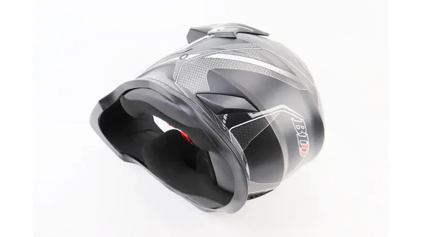 Шлем кроссовый/эндуро/АТV со стеклом BLD-819-7 S (55-56см), Черный с серо-сине-белым рисунком, фото фото 7