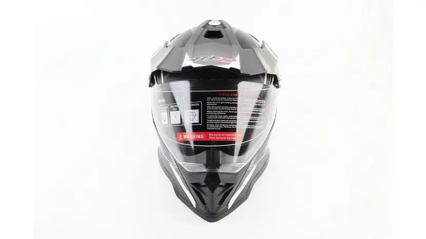 Шлем кроссовый/эндуро/АТV со стеклом BLD-819-7 S (55-56см), Черный с серо-сине-белым рисунком, фото фото 6