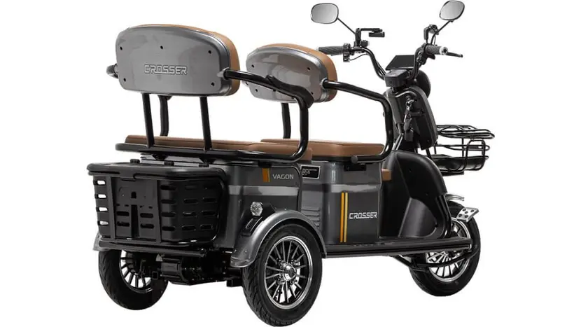 Электротрайк Crosser TR4 Vagon (трехколесный электроскутер) черный 1000w, фото фото 2
