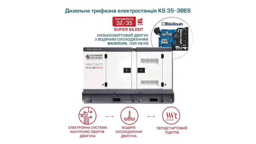 Електростанція дизельна Könner&Söhnen KS 35-3BES, трифазний (380 В), 28 кВт фото 6 купити в Україні
