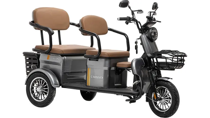 Электротрайк Crosser TR4 Vagon (трехколесный электроскутер) красный 1000w, фото фото 6