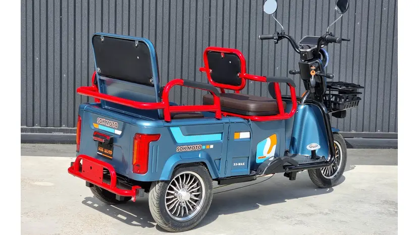 Електротрицикл триколісний SOKMOTO X3 МАХ 2025 2000W (Голубий) фото 6 купити в Україні