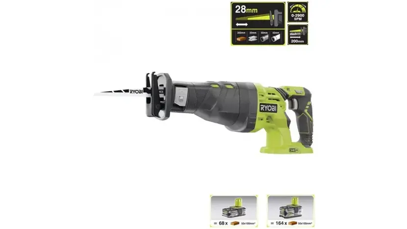 Пила шабельна акумуляторна Ryobi ONE+ R18RS-0 без АКБ та ЗП фото 3 купити в Україні