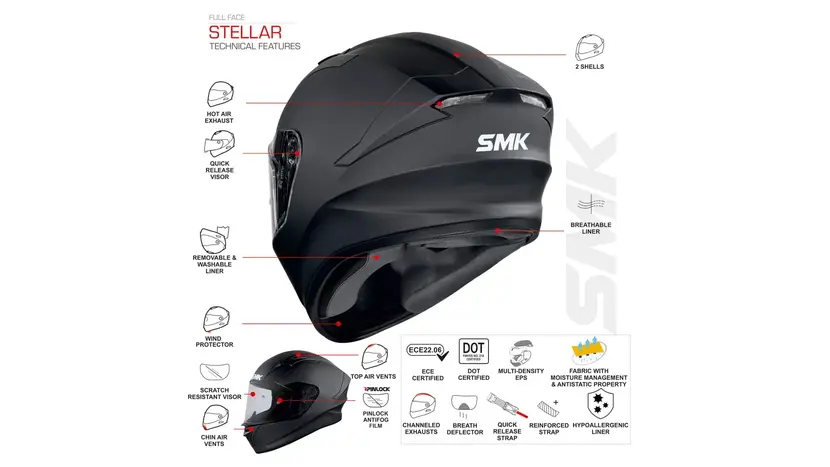 Мотошолом SMK Stellar ADOX MA 672 Size XS фото 2 купити в Україні